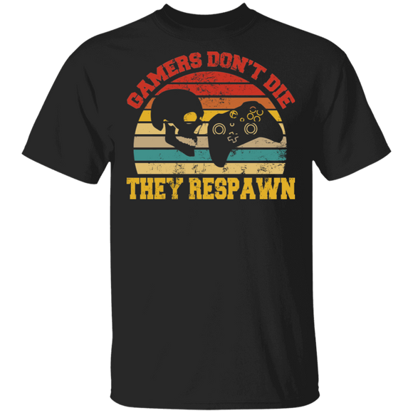 Vintage Gamers Don't Die They Respawn Funny Gamer Nerd T-Shirt - Macnystore