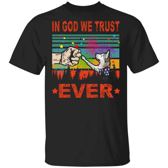 In God We Trust Ever Cute Husky Wearing American Flag 4th Of July Gifts T-Shirt - Macnystore