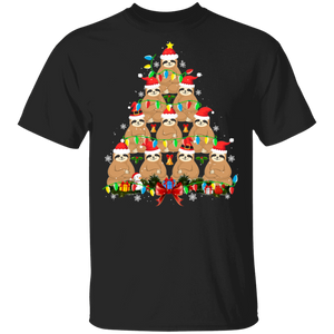 Christmas Tree Shirt Sloth Christmas Tree Cute X-mas Tree Sloth Lover Gifts Christmas T-Shirt - Macnystore