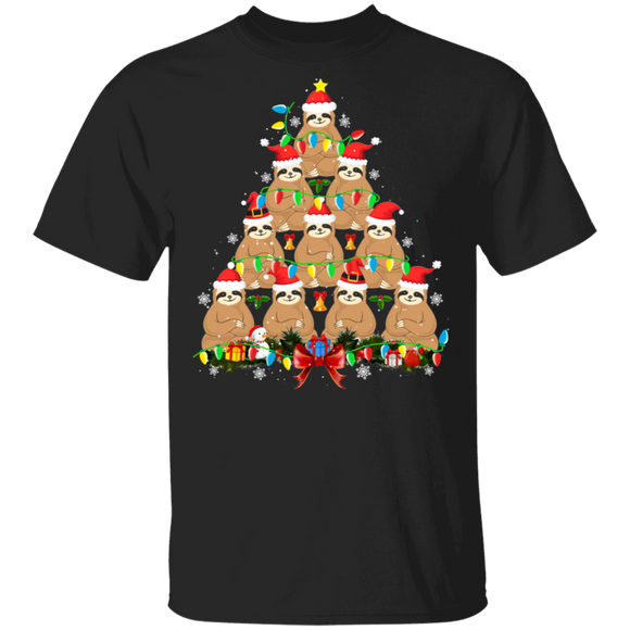 Christmas Tree Shirt Sloth Christmas Tree Cute X-mas Tree Sloth Lover Gifts Christmas T-Shirt - Macnystore