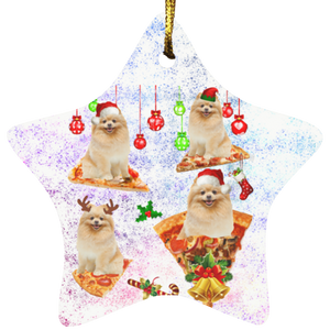 Christmast Ornament Santa Reindeer Elf Pomeranian Riding Pizza Galaxy Funny Christmas Pajama Dog Pizza Space Lover Gifts Decorative Hanging Ornaments SUBORNS Star Ornament - Macnystore
