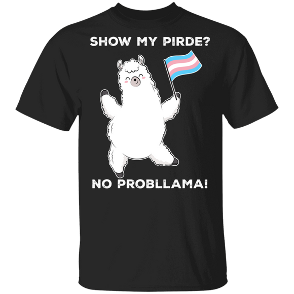 Show My Pride No Prob Llama Cute Llama Holding Transgender Flag Pride LGBT Transgender  Gifts T-Shirt - Macnystore