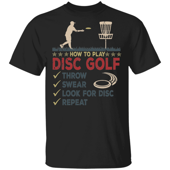 Disc Golf Lover Shirt Vintage How To Play Disc Golf Funny Frisbee Disc Golfer Disc Golfing Lover Gifts T-Shirt - Macnystore