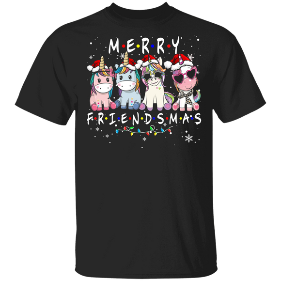 Christmas Unicorn Shirt Merry Friendsmas Cool Christmas Santa Unicorn Lover Gifts T-Shirt - Macnystore
