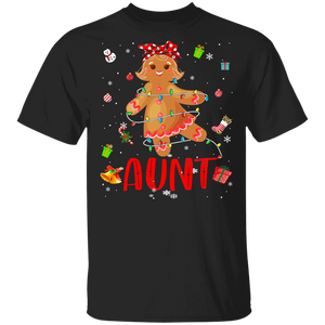 Christmas Gingerbread Shirt Aunt Cute Christmas Lights Aunt Gingerbread Lover Matching Pajamas For Family Gifts T-Shirt - Macnystore