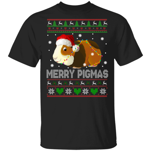 Christmas Guinea Pig Shirt Merry Pigmas Ugly Funny Christmas Sweater Santa Guinea Pig Lover Gifts T-Shirt - Macnystore