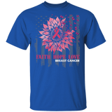 Faith Hope Love Breast Cancer Cute Pink Ribbon Sunflower American Flag Shirt Matching Breast Cancer Awareness Gifts T-Shirt - Macnystore