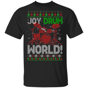 Christmas Drum Lover Shirt Joy Drum World Funny Ugly Christmas Sweater Santa Drum Lover Gifts Christmas T-Shirt - Macnystore