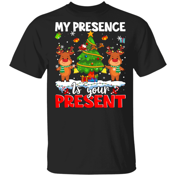 Christmas Reindeer Shirt My Presence is Your Present Funny Christmas Reindeer X-mas Present Lover Gifts T-Shirt - Macnystore