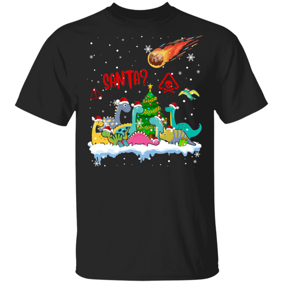Christmas Dinosaur Shirt Santa Funny Christmas Dinosaur Extinction Meteor Santa Claus Lover Gifts T-Shirt - Macnystore