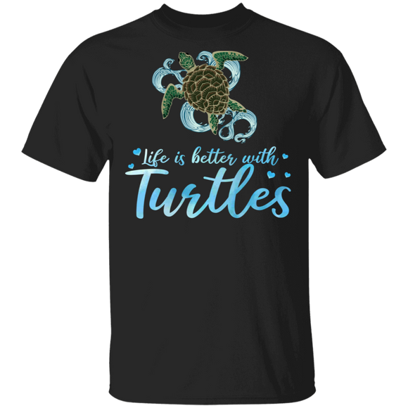 Cute Marine Life Is Better With Turtles Beach Sea Turtle Lover Gifts T-Shirt - Macnystore