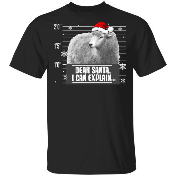 Christmas Sheep Lover Shirt Dear Santa I Can Explain Funny Christmas Santa Criminal Sheep Farmer Lover Gifts T-Shirt - Macnystore