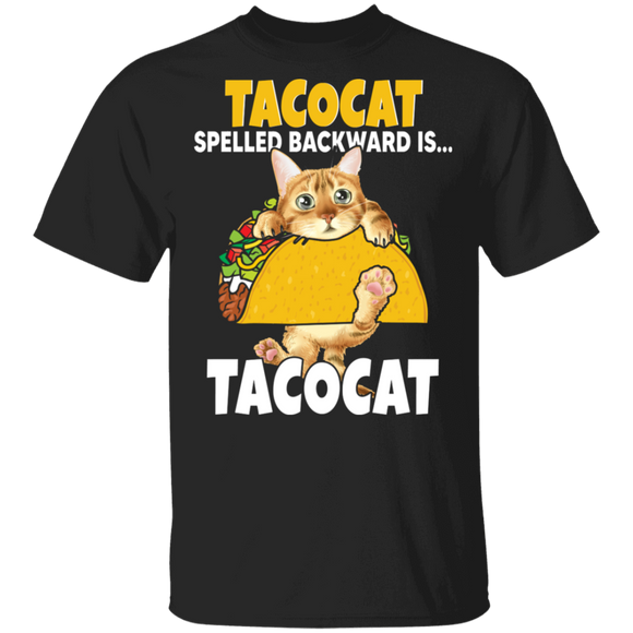 Cat Taco Lover Shirt Tacocat Spelled Backward Is Tacocat Funny Mexican Food Cat Lover Gifts T-Shirt - Macnystore