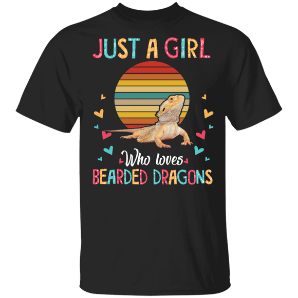 Bearded Dragons Lover Shirt Vintage Retro Just A Girl Who Loves Bearded Dragons Cool Bearded Dragons Lover Gifts T-Shirt - Macnystore