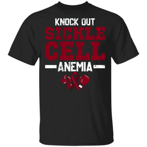 Sickle Cell Awareness Shirt Knock Out Sickle Cell Red Ribbon Anemia Support Gifts T-Shirt - Macnystore