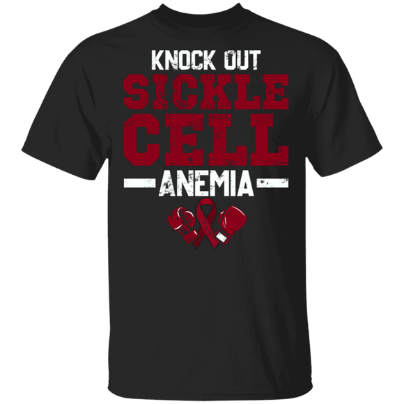 Sickle Cell Awareness Shirt Knock Out Sickle Cell Red Ribbon Anemia Support Gifts T-Shirt - Macnystore