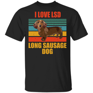Vintage Retro I Love LSD Long Sausage Dog Funny Wiener Dachshund Shirt Matching Dachshund Dog Lover Owner Fans Trainer Gifts T-Shirt - Macnystore