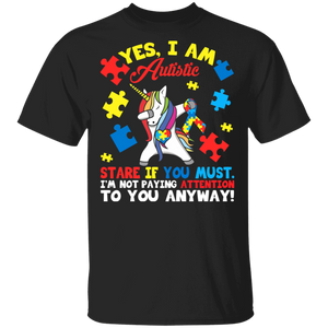 Yes I Am Autistic Cute Unicorn Awesome Autism Awareness Autistic Children Autism Patient Kids Women Men Unicorn Lover Gifts T-Shirt - Macnystore