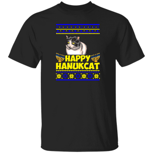 Cat Lover Shirt Happy Hanukcat Funny Ugly Hanukkah Sweater Cat Lover Gifts T-Shirt - Macnystore