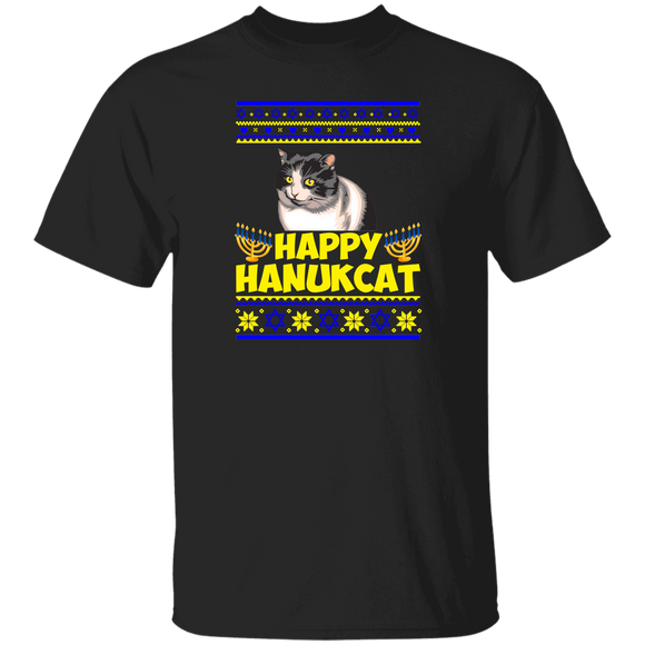 Cat Lover Shirt Happy Hanukcat Funny Ugly Hanukkah Sweater Cat Lover Gifts T-Shirt - Macnystore