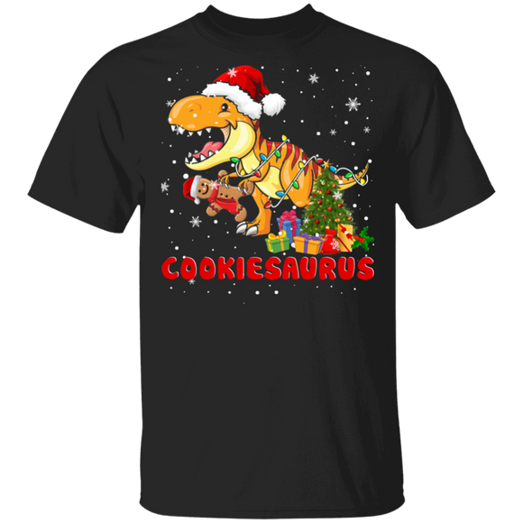 Christmas T-Rex Shirt Cookiesaurus Cute Christmas Santa Dinosaur T-Rex Gingerbread Cookie Lover Gifts T-Shirt - Macnystore