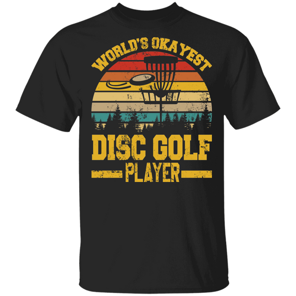 Golf Lover Shirt Vintage Retro World's Okayest Disc Golf Player Cool Golf Player Lover Gifts T-Shirt - Macnystore