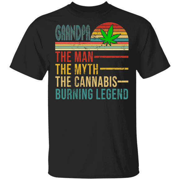 Grandpa The Man Myth The Cannabis Burning Legend Marijuana Father's Day Shirt T-Shirt - Macnystore