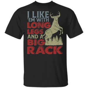 Deer Hunting Shirt Vintage I Like 'Em With Long Legs And A Big Rack Funny Deer Hunting Hunters Gifts T-Shirt - Macnystore