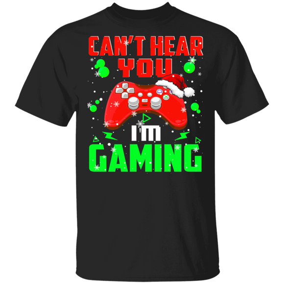 Christmas Gamer Shirt Can't Hear You I'm Gaming Funny Christmas Santa Video Gamer Game Lover Gifts T-Shirt - Macnystore