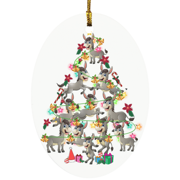 Christmas Ornament Donkey Christmas Tree Funny Christmas Lights Santa Donkey Decorative Hanging Ornaments SUBORNO Oval Ornament - Macnystore