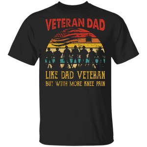 Vintage Retro Veteran Dad Like Dad Veteran American Flag Father Day Gifts T-Shirt - Macnystore