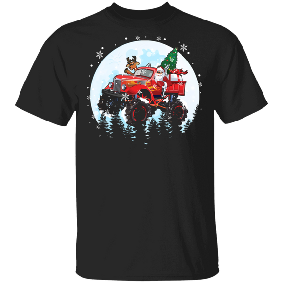 Christmas Truck Lover Shirt Santa Driving Monster Truck Pajama Funny Christmas Monster Driving Truck Lover Gifts Christmas T-Shirt - Macnystore