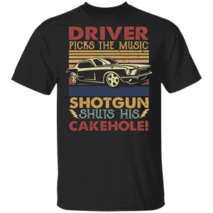Supernatural Shirt Vintage Retro Driver Picks Music Shotgun Shuts His Cakehole Cool Supernatural Car Lover Gifts T-Shirt - Macnystore