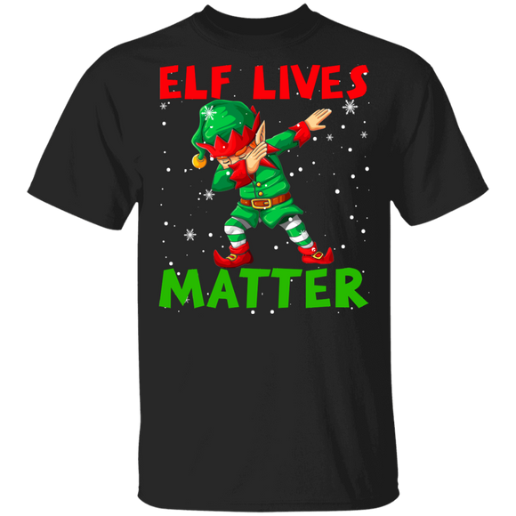 Christmas Elf Shirt Elf Lives Matter Funny Christmas Elf Dabbing Lover Matching Family Group Pajama Gifts T-Shirt - Macnystore