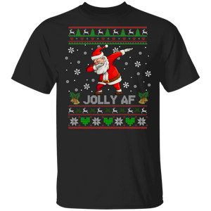 Christmas Santa Shirt Jolly AF Funny Ugly Christmas Sweater Santa Dabbing Lover Gifts Christmas T-Shirt - Macnystore
