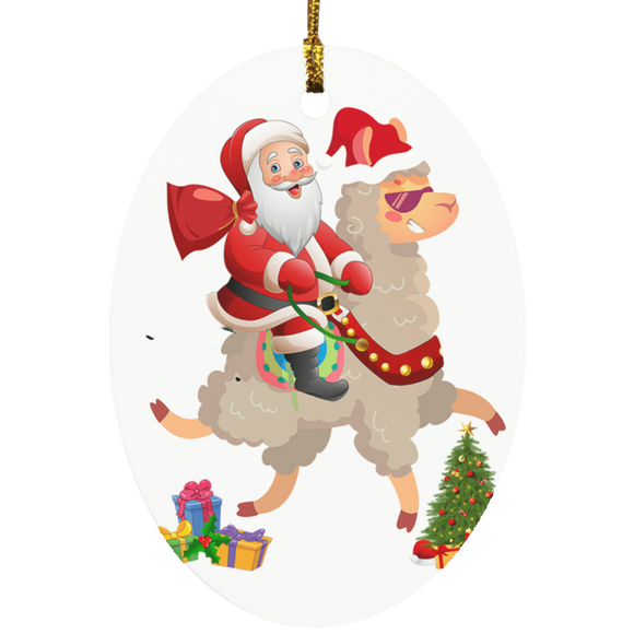 Christmast Ornament Christmas Santa Shirt Santa Riding Llama Funny Christmas Llama Lover Gifts Ornament Xmas - Macnystore