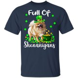 Full Of Shenanigans Leprechaun Pomeranian Patricks Day T-Shirt - Macnystore