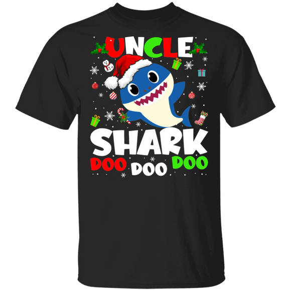 Christmas Shark Lover Shirt Uncle Shark Doo Doo Doo Funny Christmas Santa Shark Kids Video Baby Matching Family Gifts T-Shirt - Macnystore