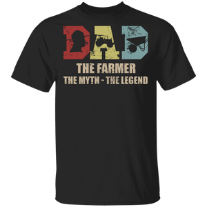 Vintage Dad The Farmer The Myth The Legend Shirt Matching Farmer Rancher Dad Father's Day Gifts T-Shirt - Macnystore