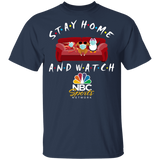 Stay Home And Watch NBC Sports Funny Shrimp Turkey Penguin Sit On Sofa Shirt Matching NBC TV Show Lover Fans Gifts T-Shirt - Macnystore