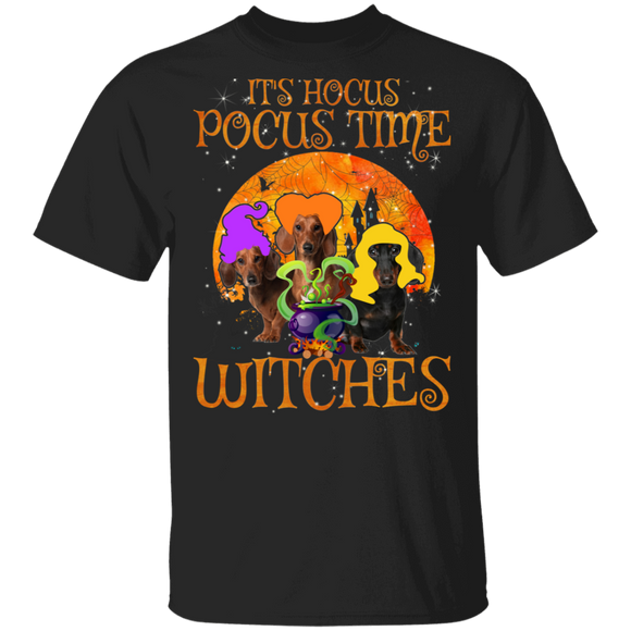It's Hocus Pocus Time Witches Funny Dachshund Lover Halloween Gifts T-Shirt - Macnystore