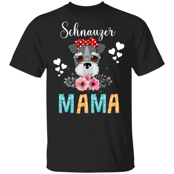 Schnauzer Mama Puppy Mom Dog Mama Lover Floral T-Shirt - Macnystore