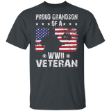 Proud Grandson Of A WWII Veteran American Flag Veteran Shirt Matching US WWII Soldier Veteran Army Gifts T-Shirt - Macnystore