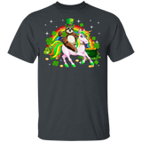 Leprechaun Sloth Riding Unicorn Funny St Patrick's Day Gifts T-Shirt - Macnystore