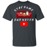 Stay Home And Watch Youtube Funny Shrimp Turkey Penguin Sit On Sofa Shirt Matching Youtube TV Show Lover Fans Gifts T-Shirt - Macnystore