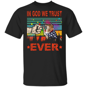 In God We Trust Ever Cute Shiba Inu Wearing American Flag 4th Of July Gifts T-Shirt - Macnystore