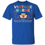 Vintage Nurse Definition Knows More Than She Says Funny Nurse CNA Nurse Nuring Shirt T-Shirt - Macnystore