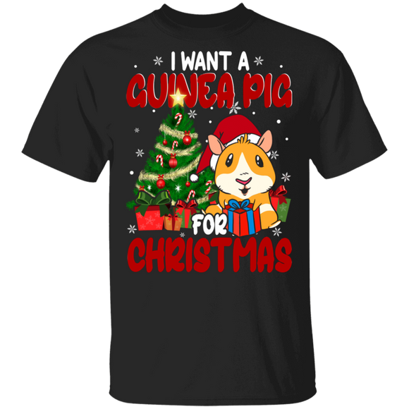 Christmas Guinea Pig Lover Shirt I Want A Guinea Pig For Christmas Cute Christmas Guinea Pig Lover Gifts Christmas T-Shirt - Macnystore