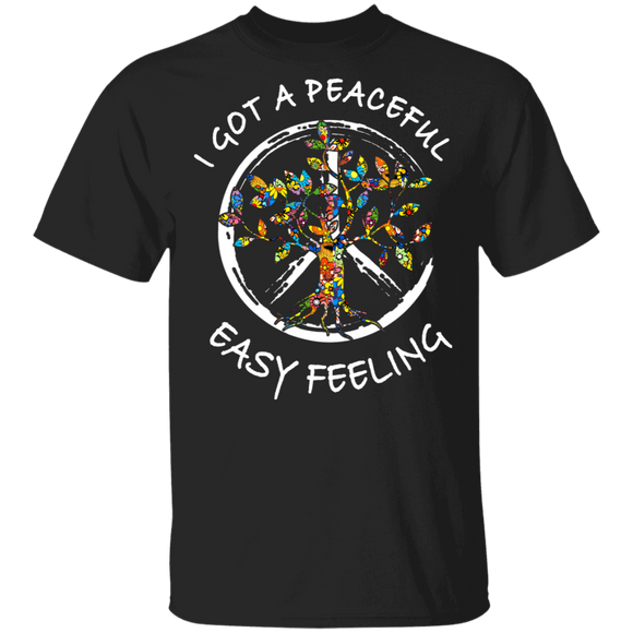 I Got A Peaceful Easy Feeling Peace Sign Floral Hippie Tree Shirt Matching Hippie Lover Men Women Gifts T-Shirt - Macnystore