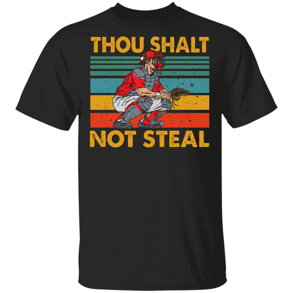 Vintage Retro Thou Shalt Not Steal Cool Baseball Player Fans Lover Coach Shirt T-Shirt - Macnystore